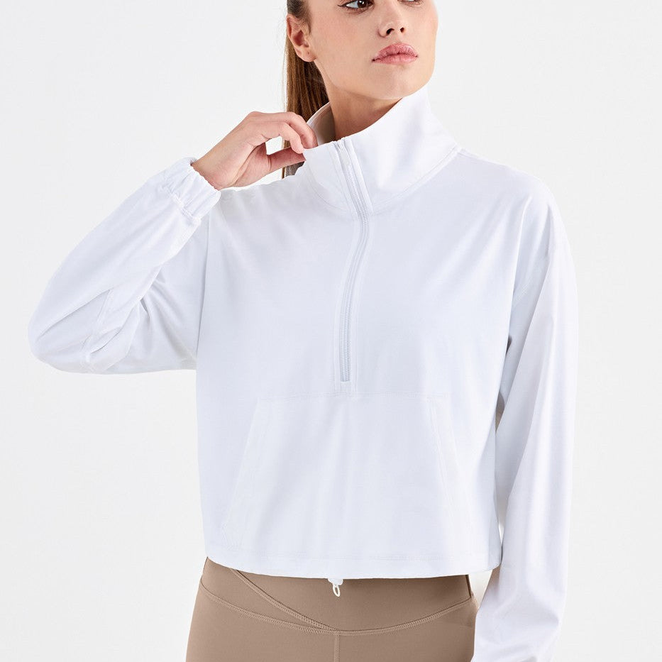 Half-Zip Cropped Pullover Sweatshirt by bornfocus