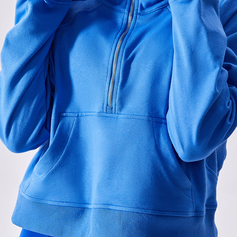 French Terry Half-Zip Pullover Sweatshirt by bornfocus