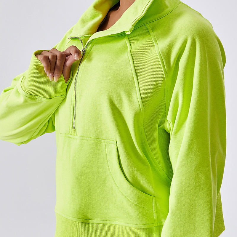 French Terry Half-Zip Pullover Sweatshirt by bornfocus
