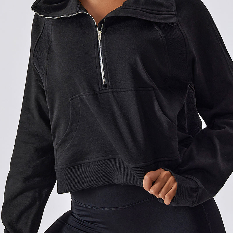 French Terry Half-Zip Pullover Sweatshirt by bornfocus