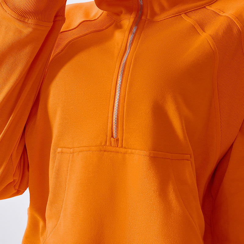 French Terry Half-Zip Pullover Sweatshirt by bornfocus