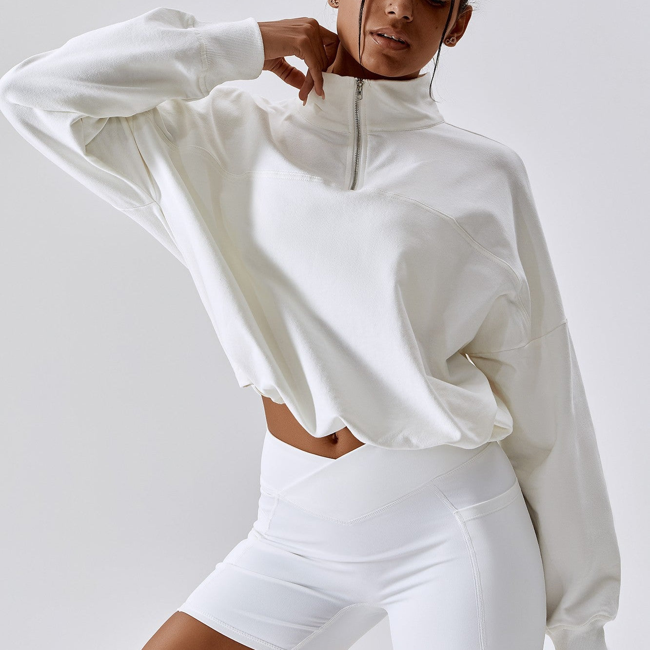 Half-Zip Pullover Sweatshirt Relaxed Fit by bornfocus