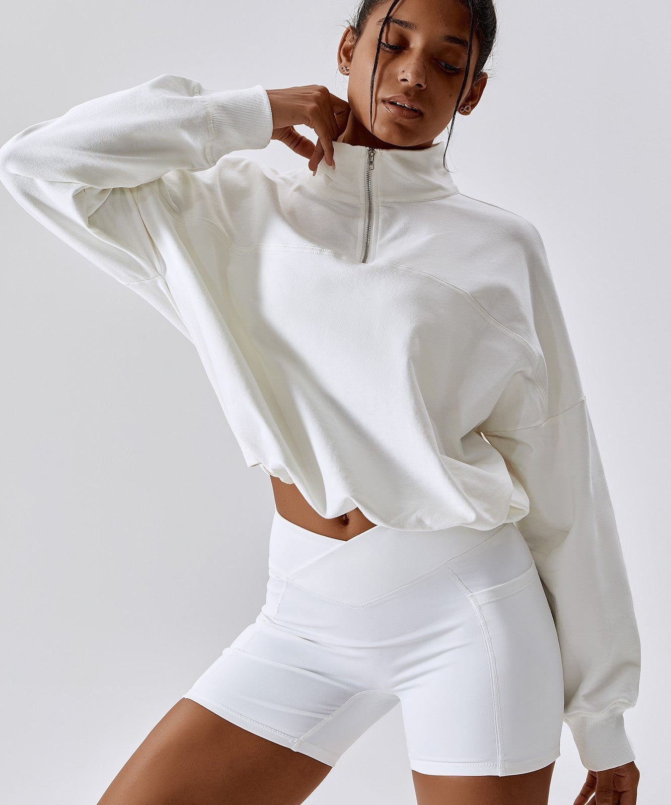 Half-Zip Pullover Sweatshirt Relaxed Fit by bornfocus