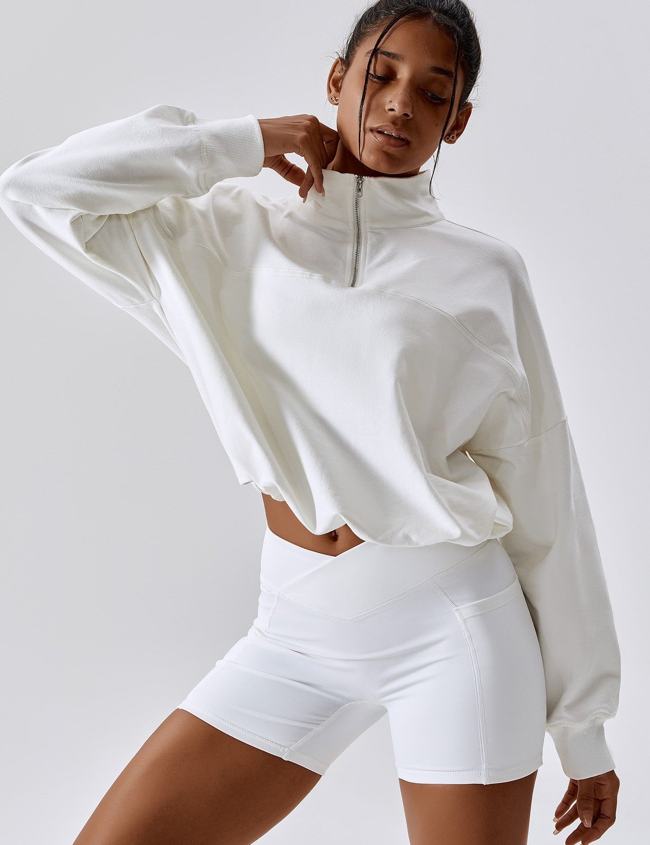 Half-Zip Pullover Sweatshirt Relaxed Fit by bornfocus