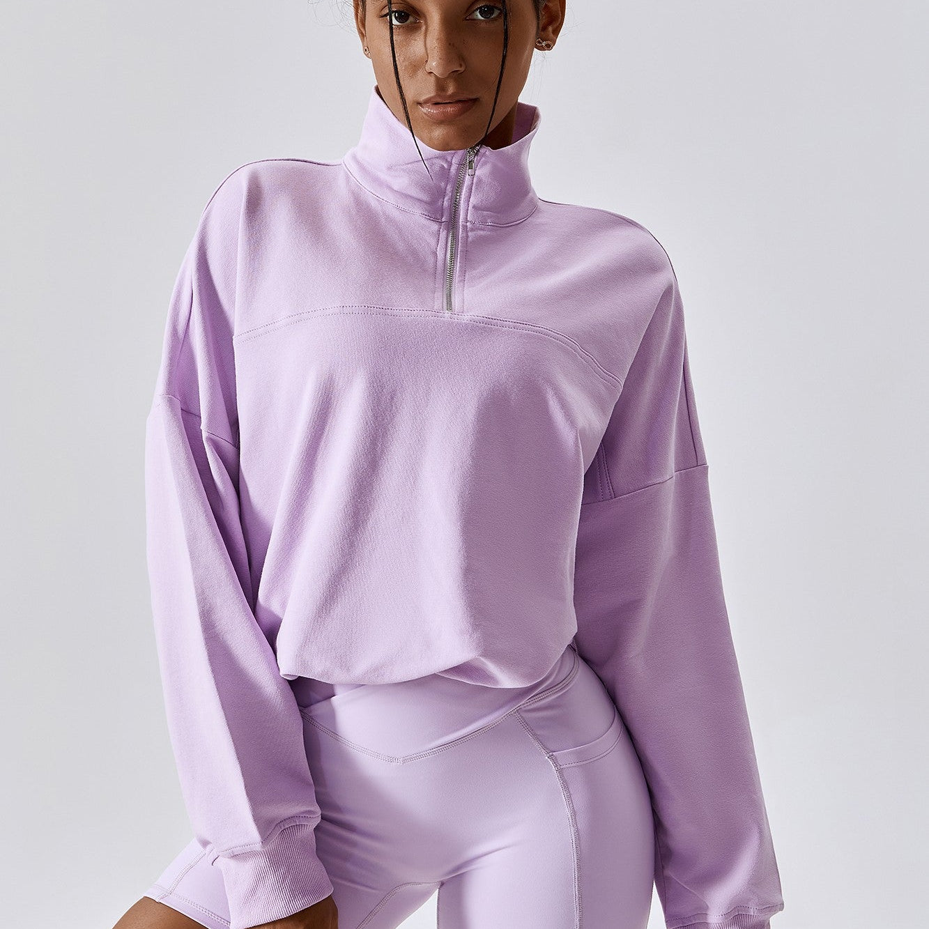 Half-Zip Pullover Sweatshirt Relaxed Fit by bornfocus