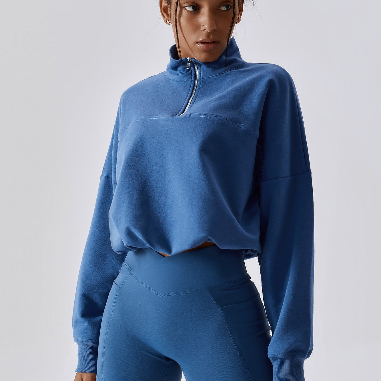 Half-Zip Pullover Sweatshirt Relaxed Fit by bornfocus