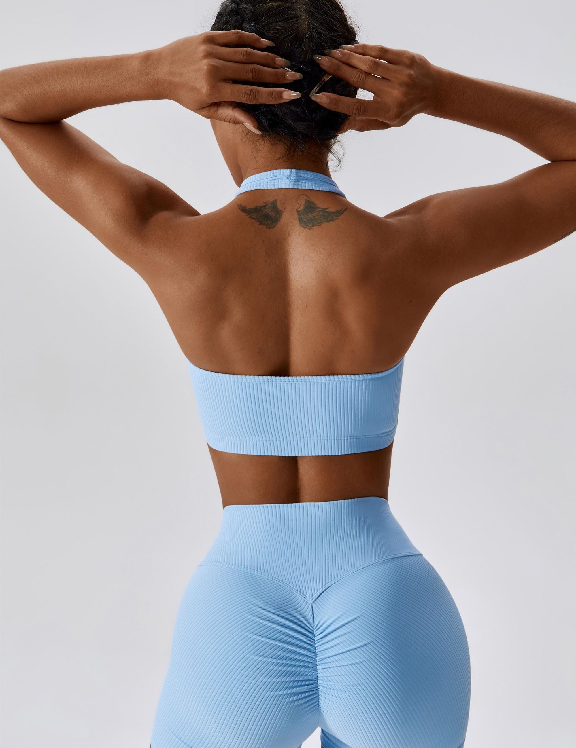 Halter Neck Backless Sports Bra by bornfocus