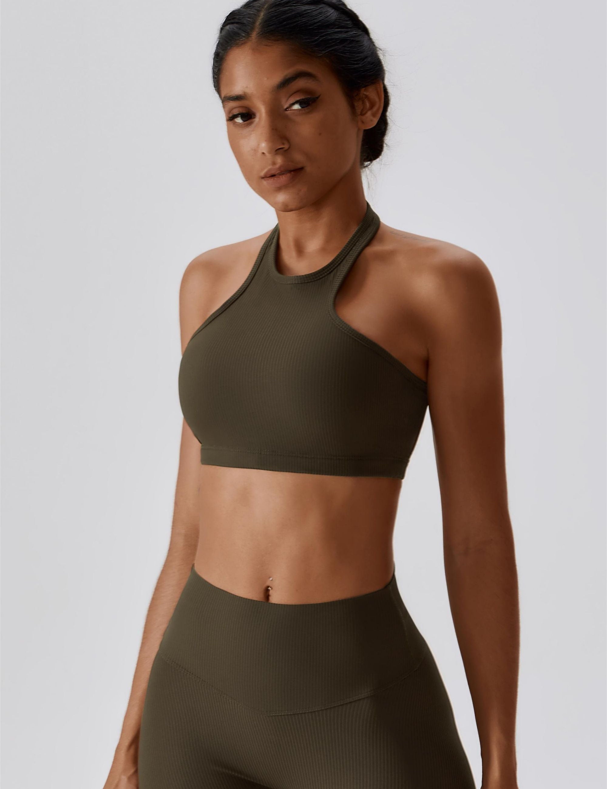 Halter Neck Backless Sports Bra by bornfocus