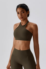 Halter Neck Backless Sports Bra by bornfocus