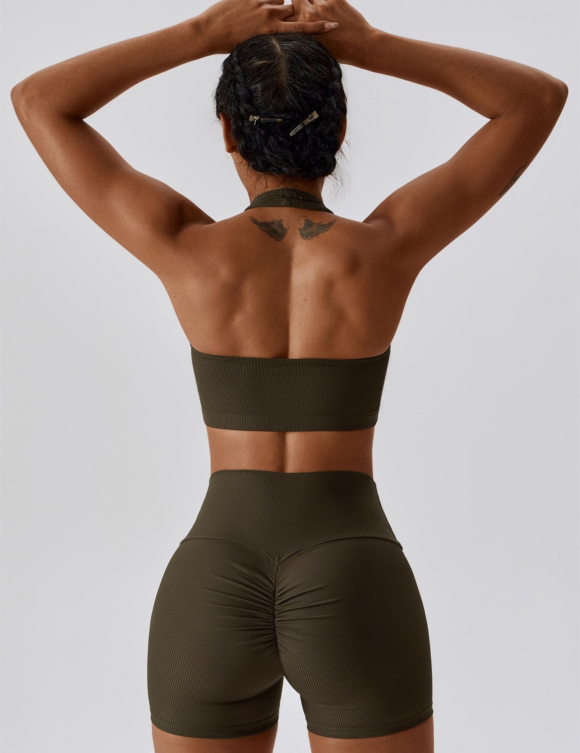 Halter Neck Backless Sports Bra by bornfocus