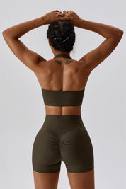Halter Neck Backless Sports Bra by bornfocus