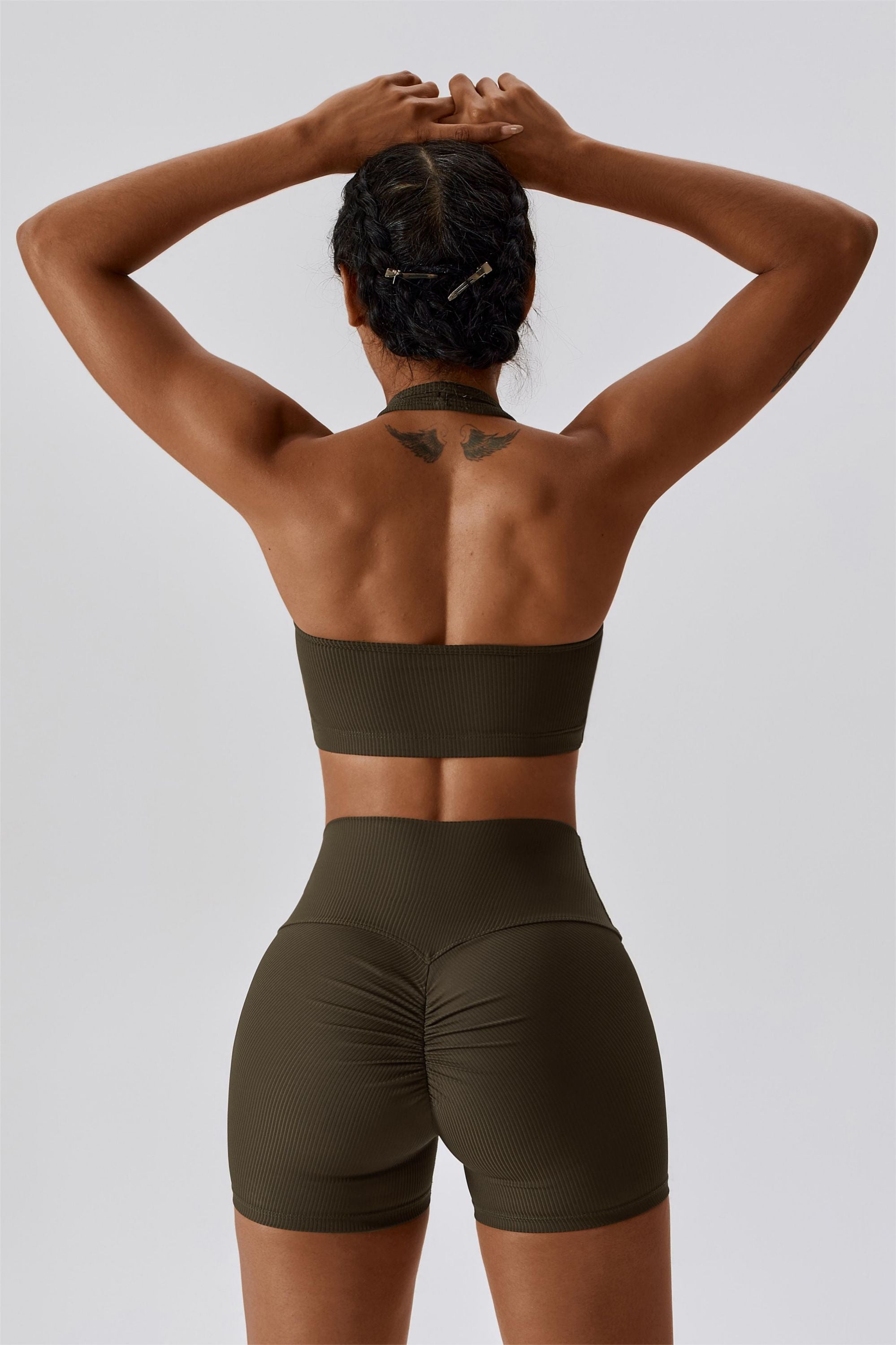 Halter Neck Backless Sports Bra by bornfocus