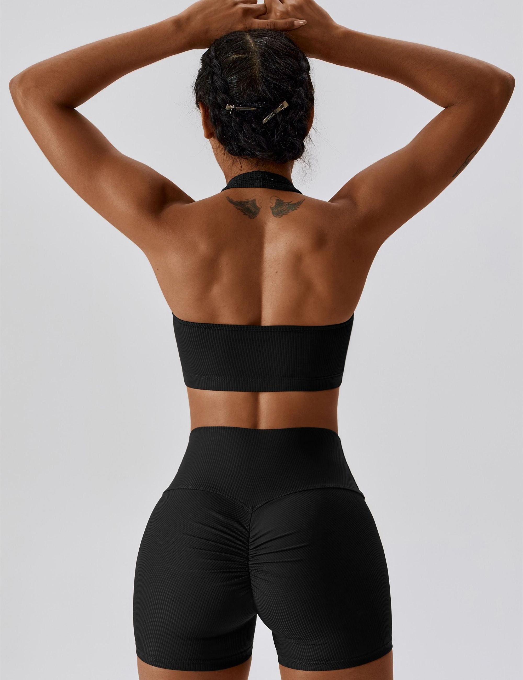 Halter Neck Backless Sports Bra by bornfocus