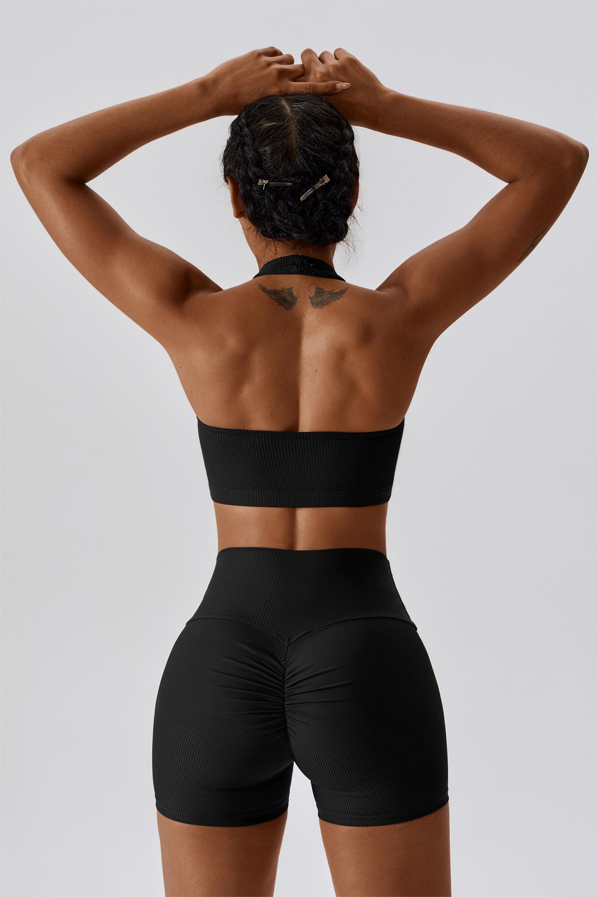 Halter Neck Backless Sports Bra by bornfocus