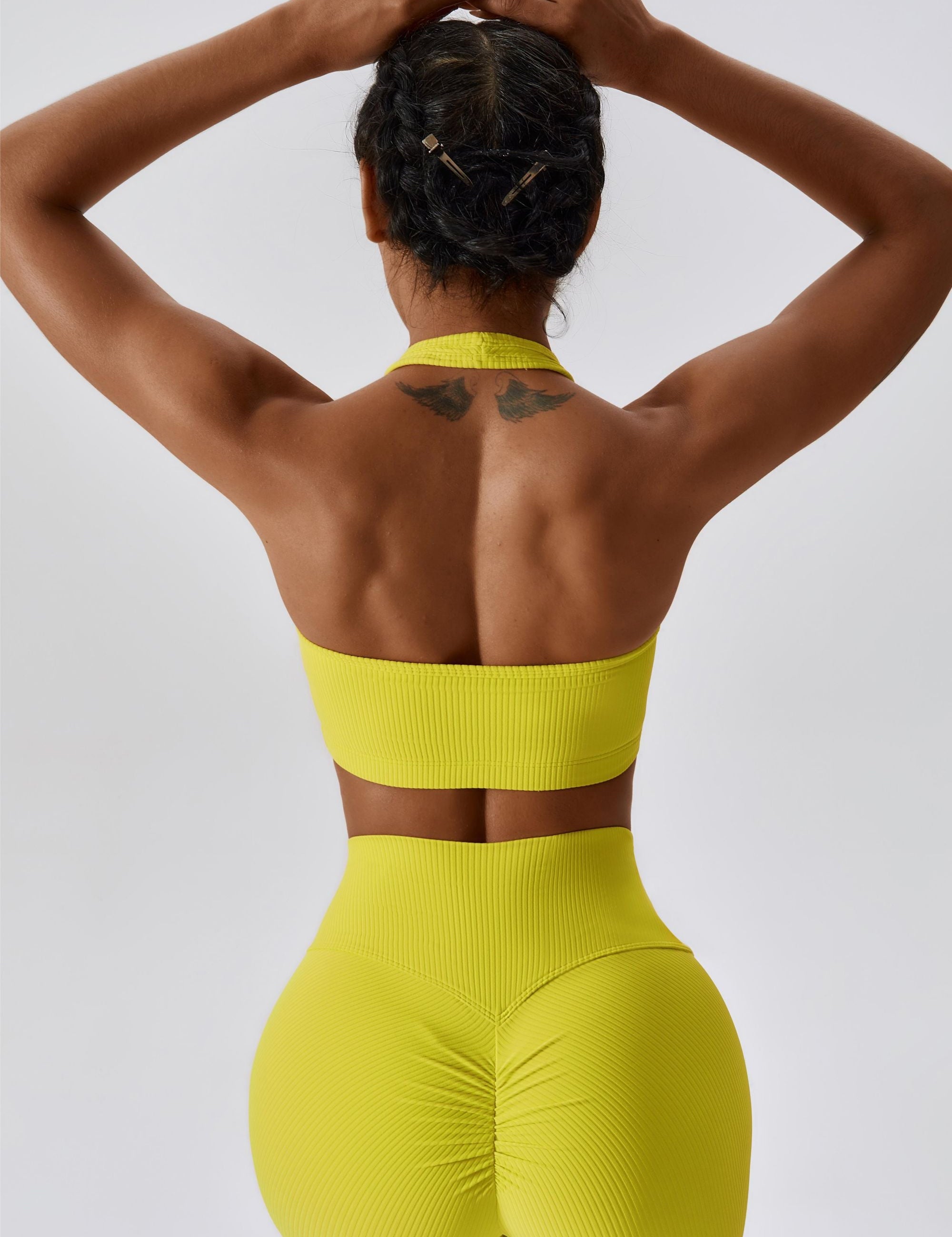 Halter Neck Backless Sports Bra by bornfocus