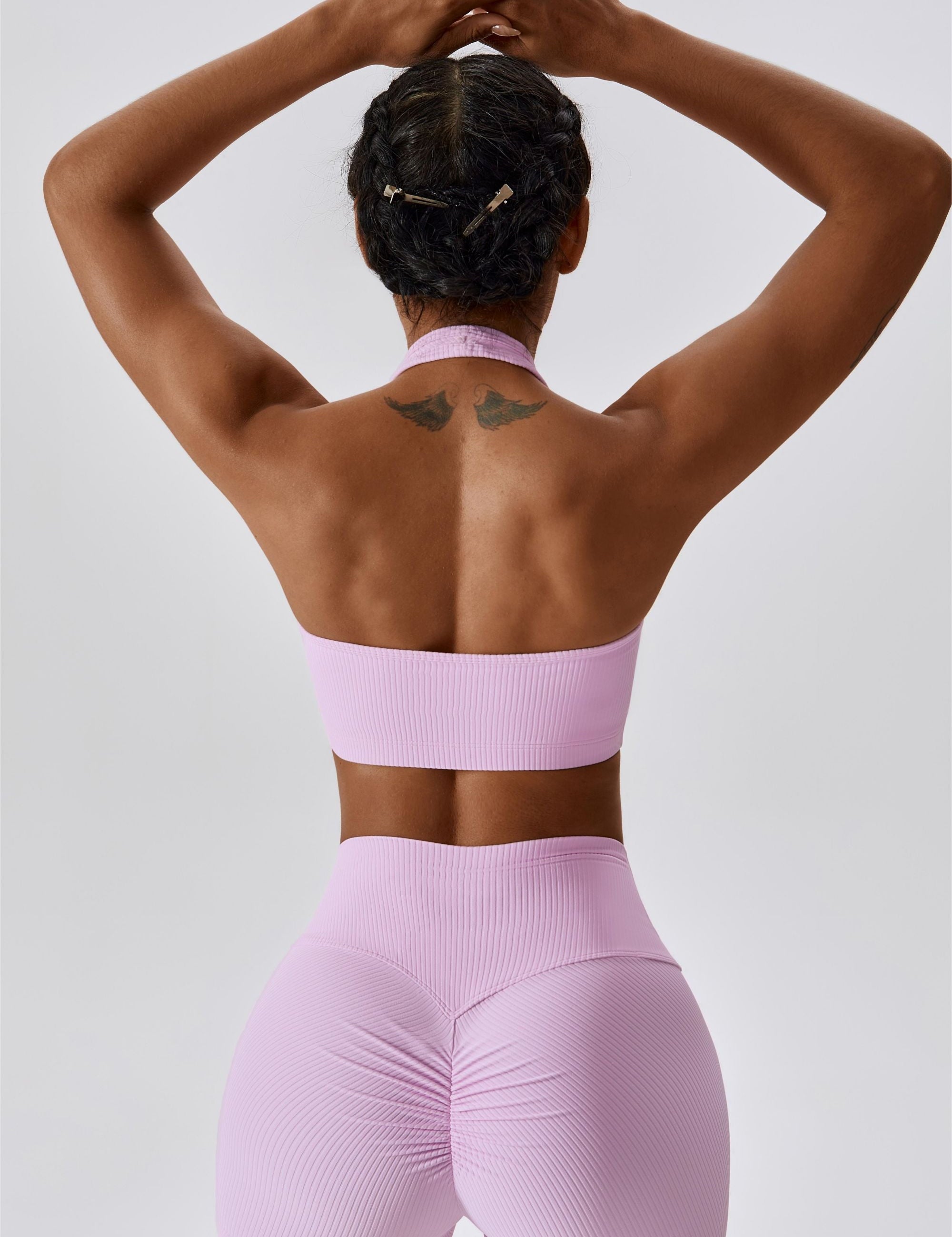 Halter Neck Backless Sports Bra by bornfocus