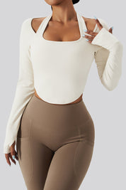 Halterneck Long Sleeve Crop Top by bornfocus