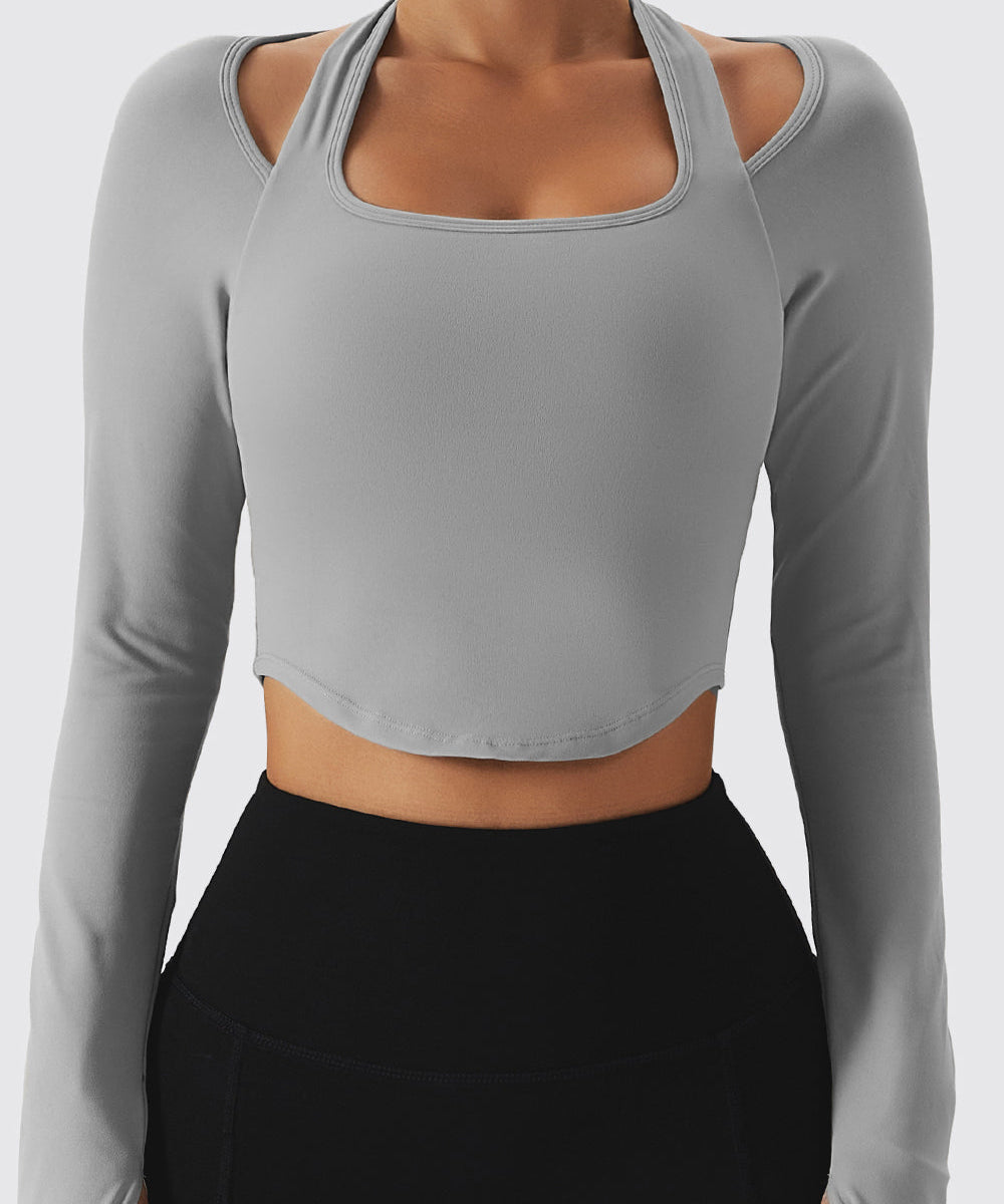 Halterneck Long Sleeve Crop Top by bornfocus