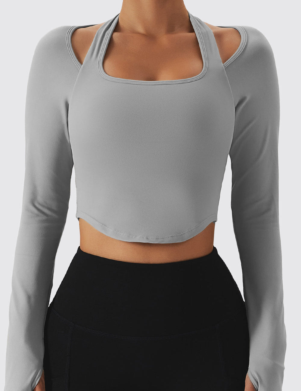 Halterneck Long Sleeve Crop Top by bornfocus