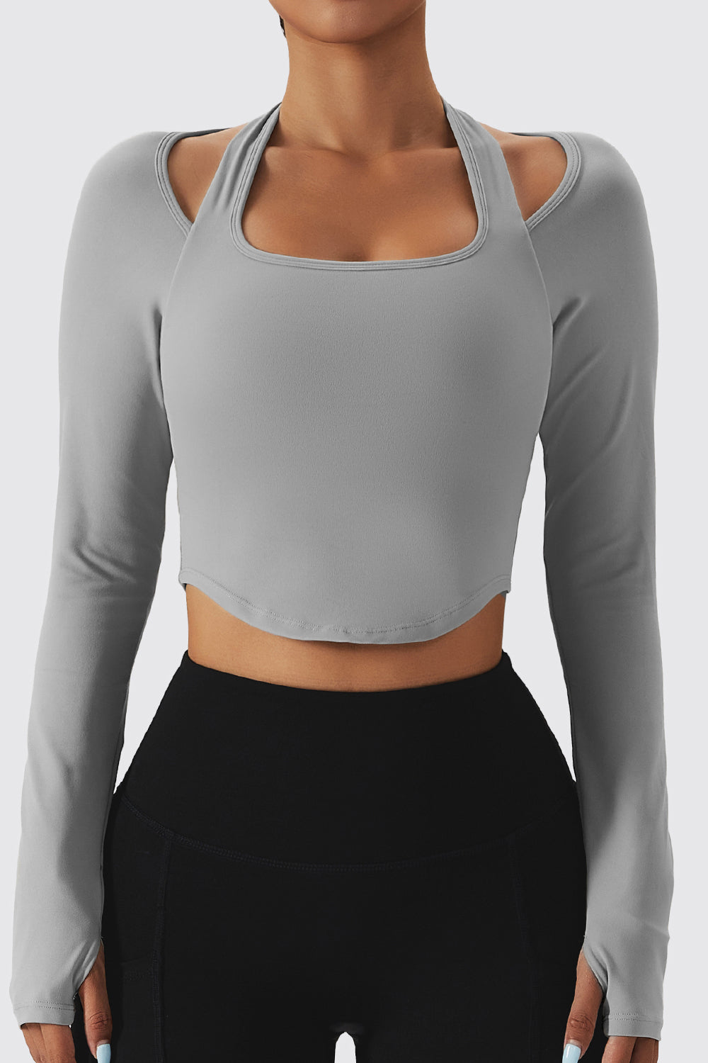 Halterneck Long Sleeve Crop Top by bornfocus