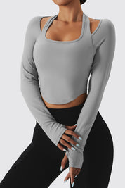 Halterneck Long Sleeve Crop Top by bornfocus