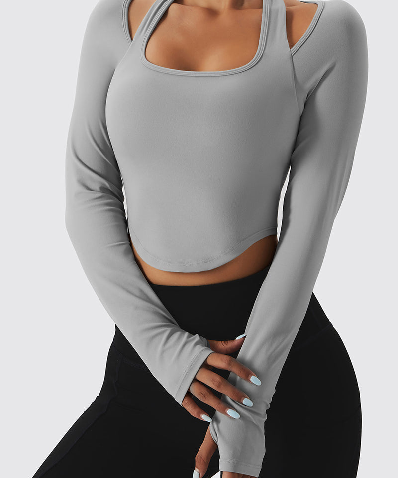 Halterneck Long Sleeve Crop Top by bornfocus