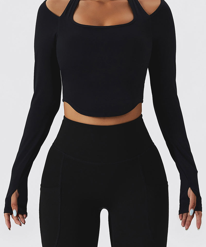 Halterneck Long Sleeve Crop Top by bornfocus