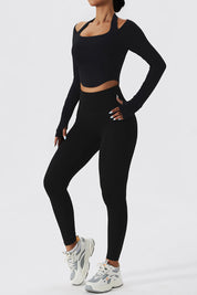 Halterneck Long Sleeve Crop Top by bornfocus