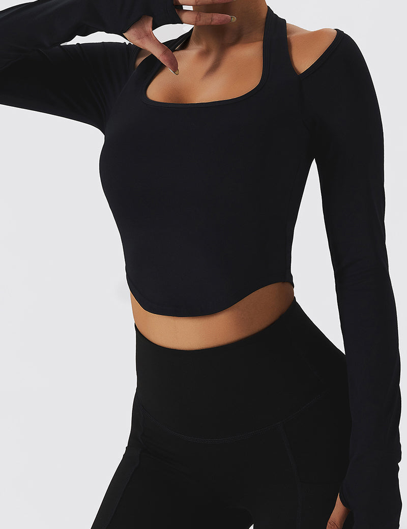 Halterneck Long Sleeve Crop Top by bornfocus