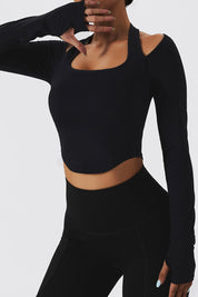 Halterneck Long Sleeve Crop Top by bornfocus