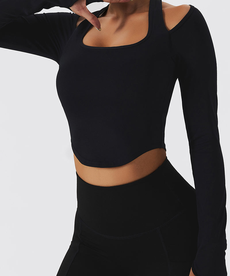 Halterneck Long Sleeve Crop Top by bornfocus