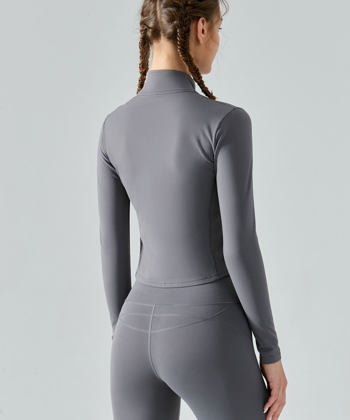 High Neck Zip-Up Thermal Track Jacket by bornfocus