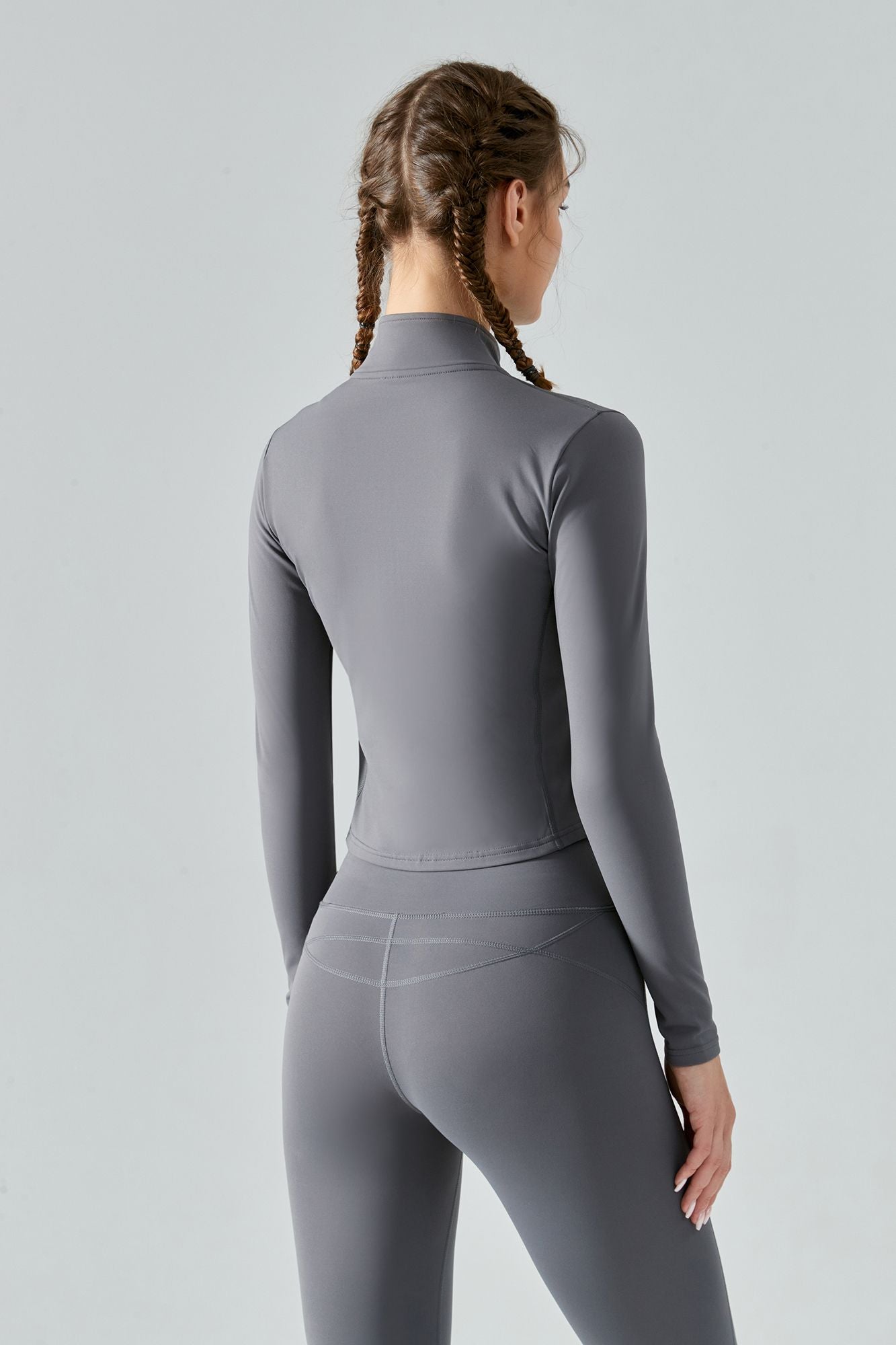 High Neck Zip-Up Thermal Track Jacket by bornfocus