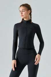 High Neck Zip-Up Thermal Track Jacket by bornfocus