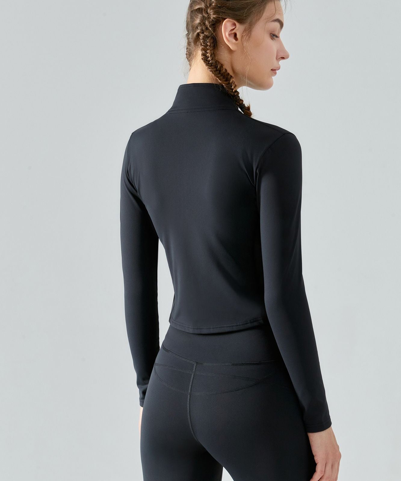 High Neck Zip-Up Thermal Track Jacket by bornfocus