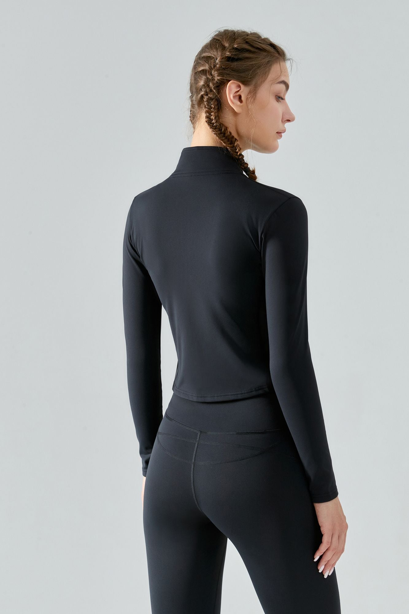 High Neck Zip-Up Thermal Track Jacket by bornfocus