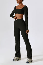 High-Rise Bootcut Flared Scrunch Leggings by bornfocus