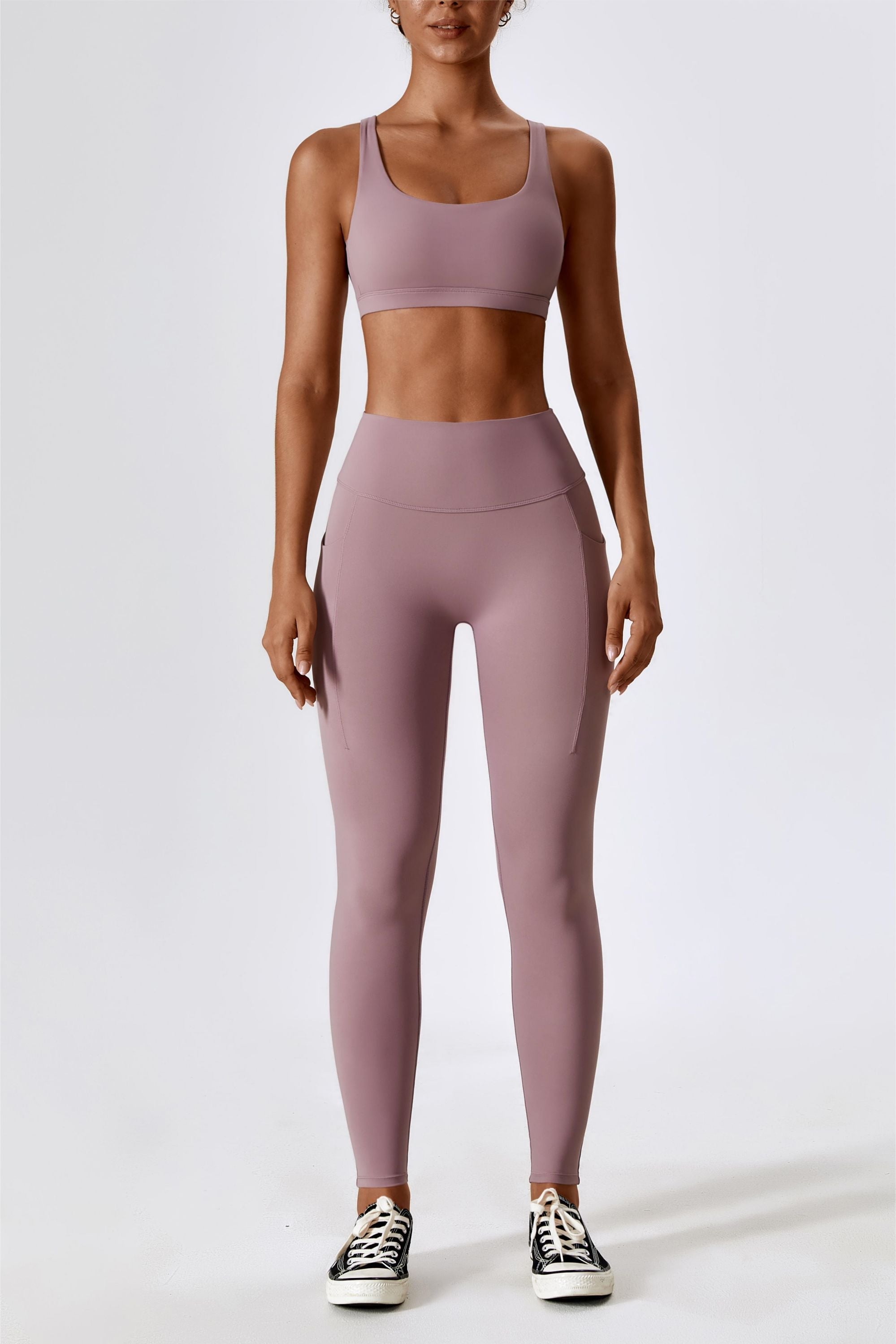 High-Waist Tummy Control Leggings with Pockets by bornfocus