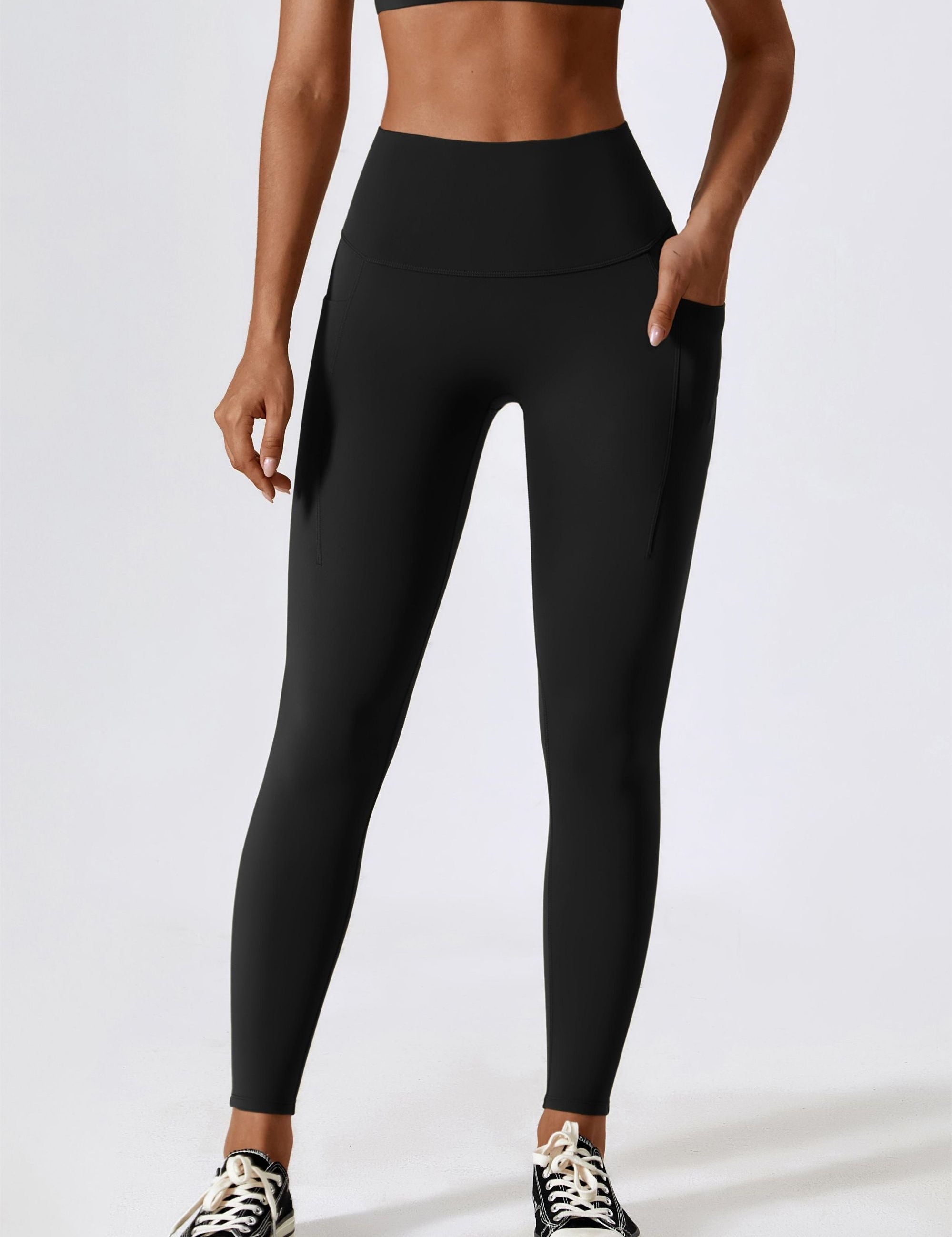 High-Waist Tummy Control Leggings with Pockets by bornfocus