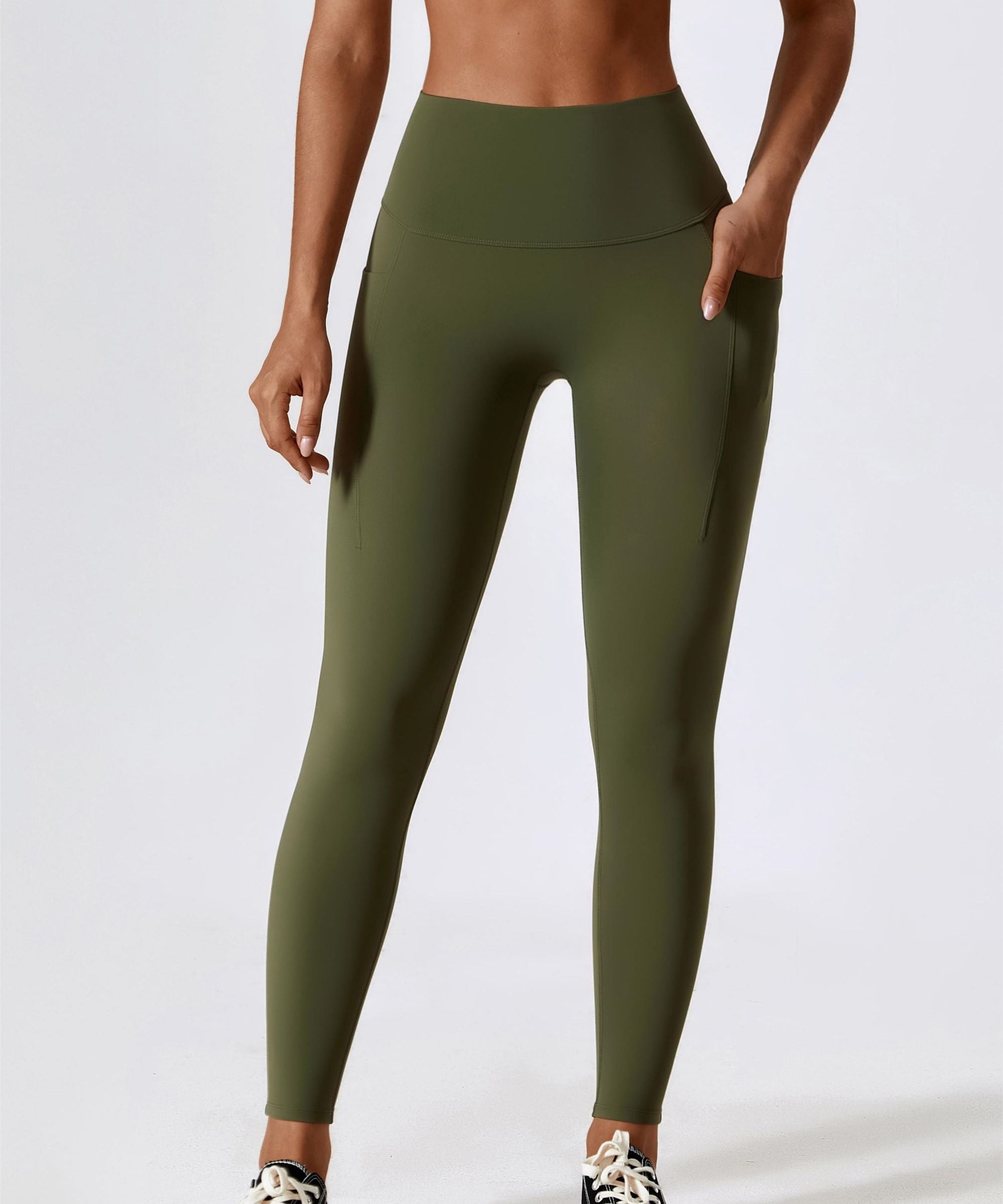 High-Waist Tummy Control Leggings with Pockets by bornfocus