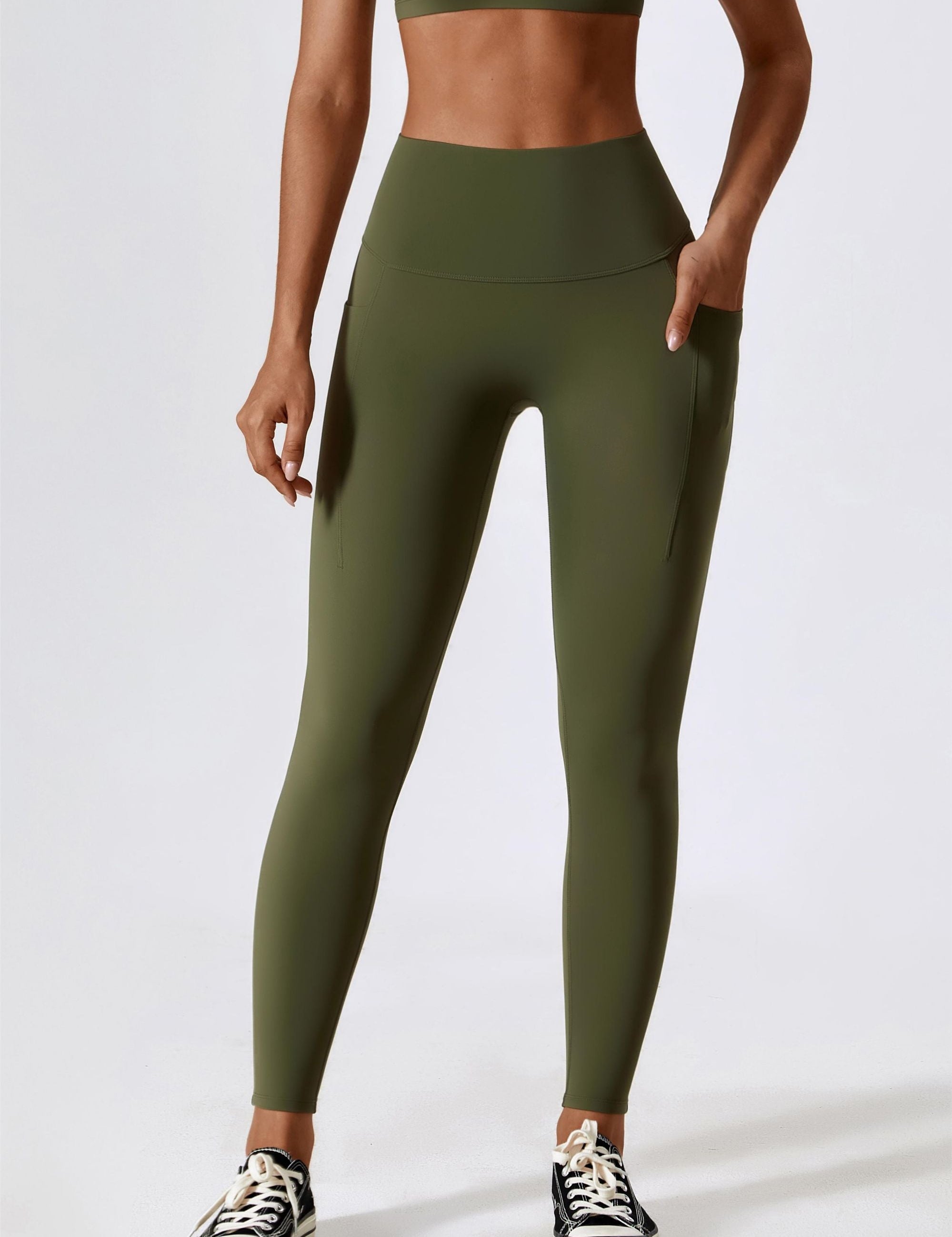 High-Waist Tummy Control Leggings with Pockets by bornfocus