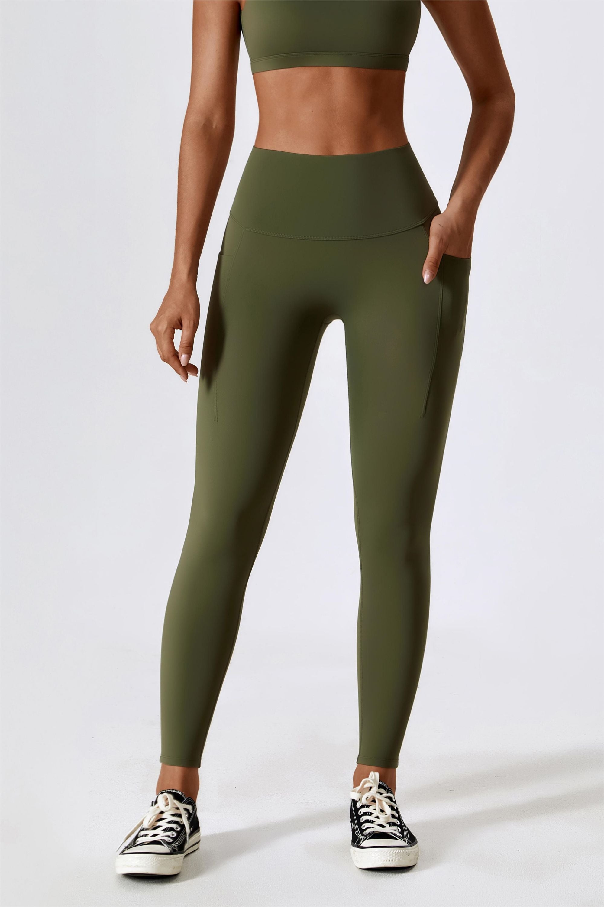 High-Waist Tummy Control Leggings with Pockets by bornfocus