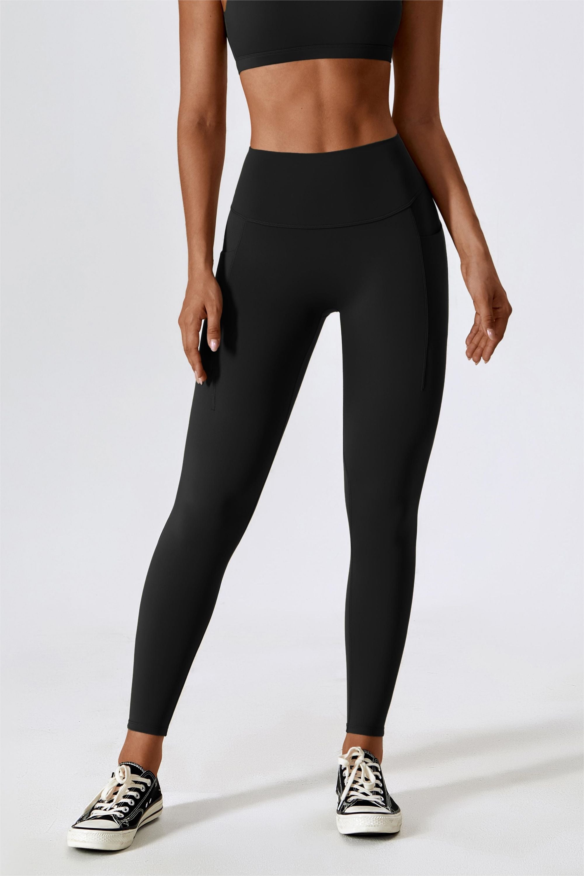 High-Waist Tummy Control Leggings with Pockets by bornfocus