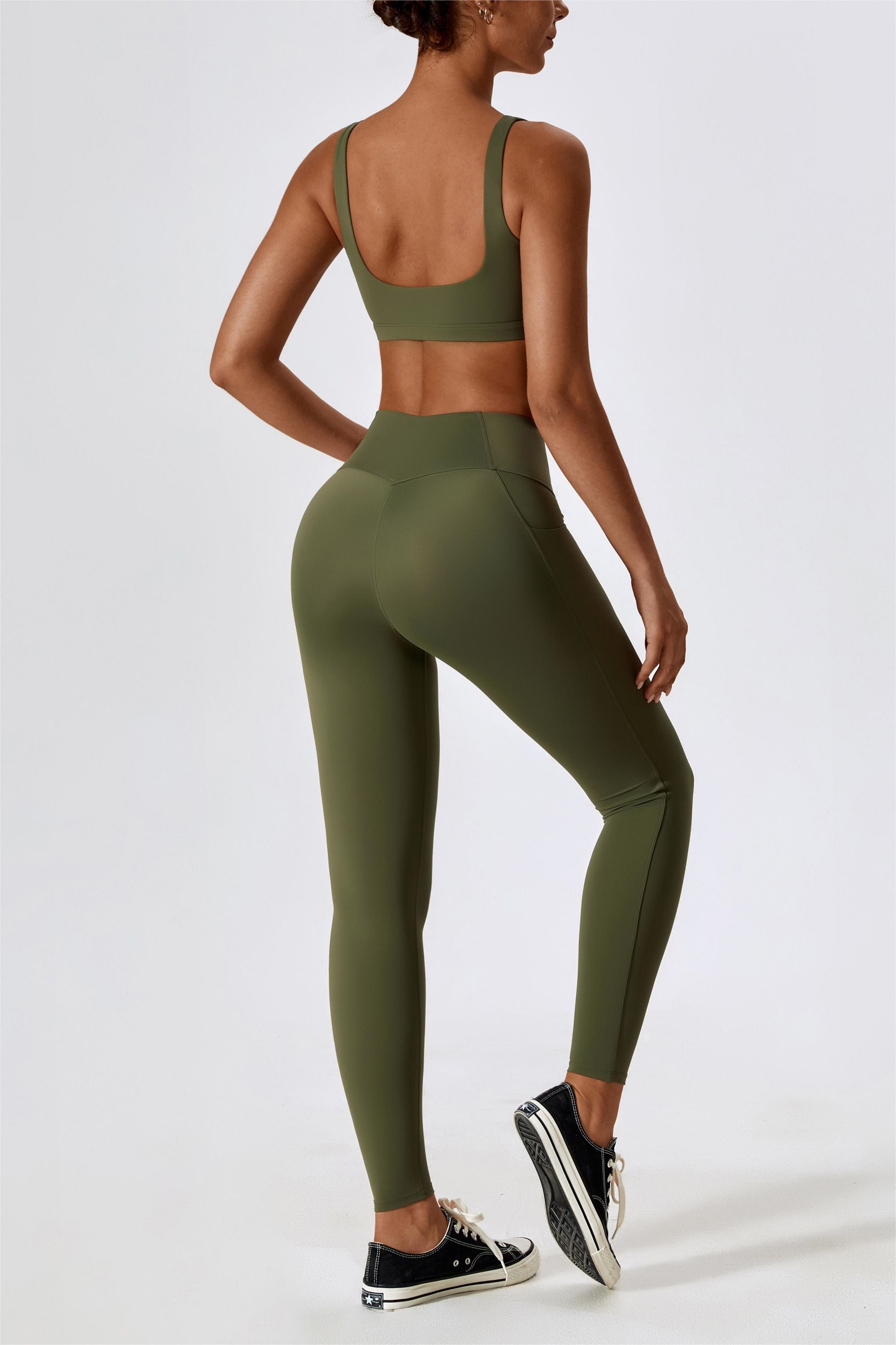 High-Waist Tummy Control Leggings with Pockets by bornfocus