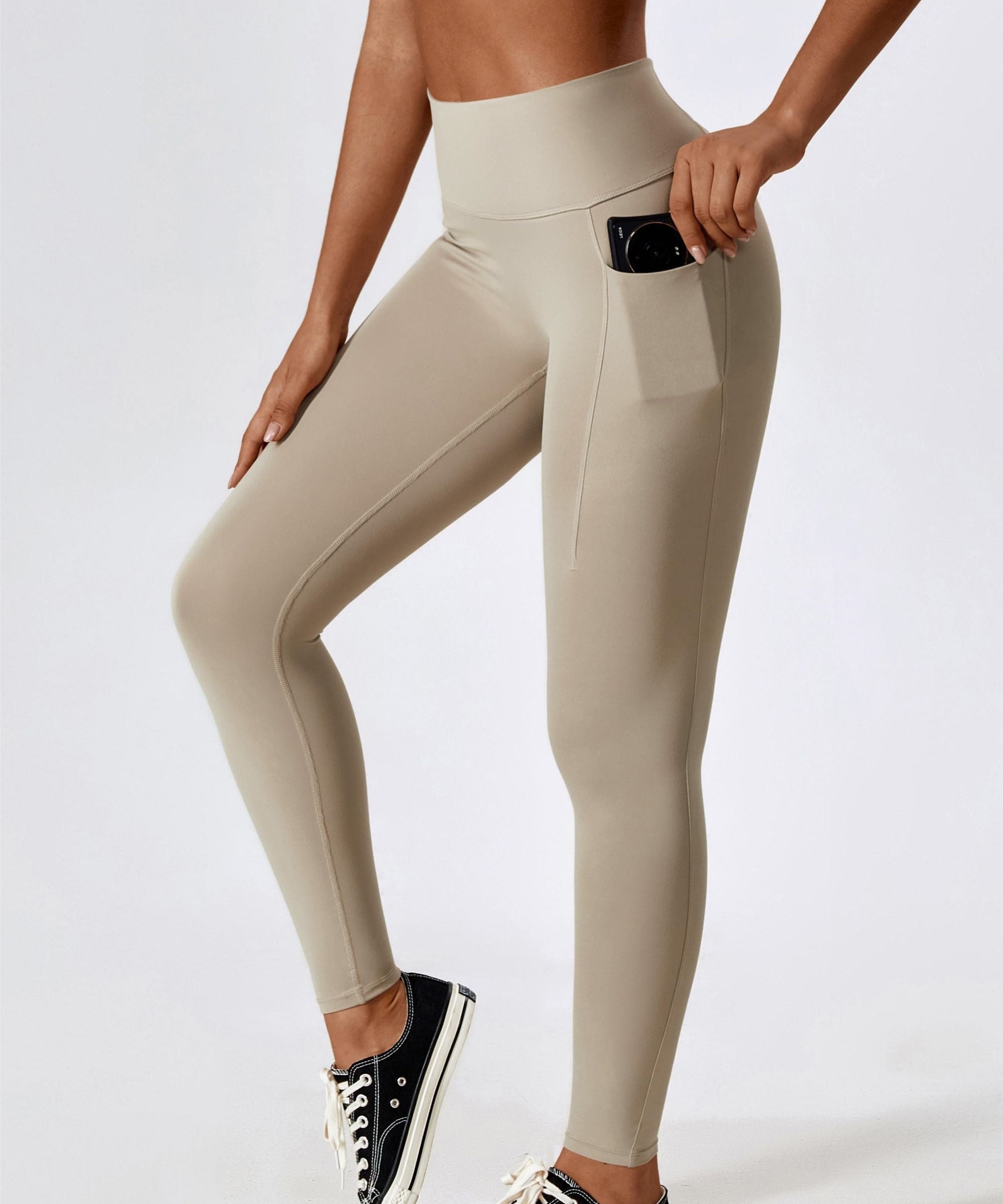 High-Waist Tummy Control Leggings with Pockets by bornfocus