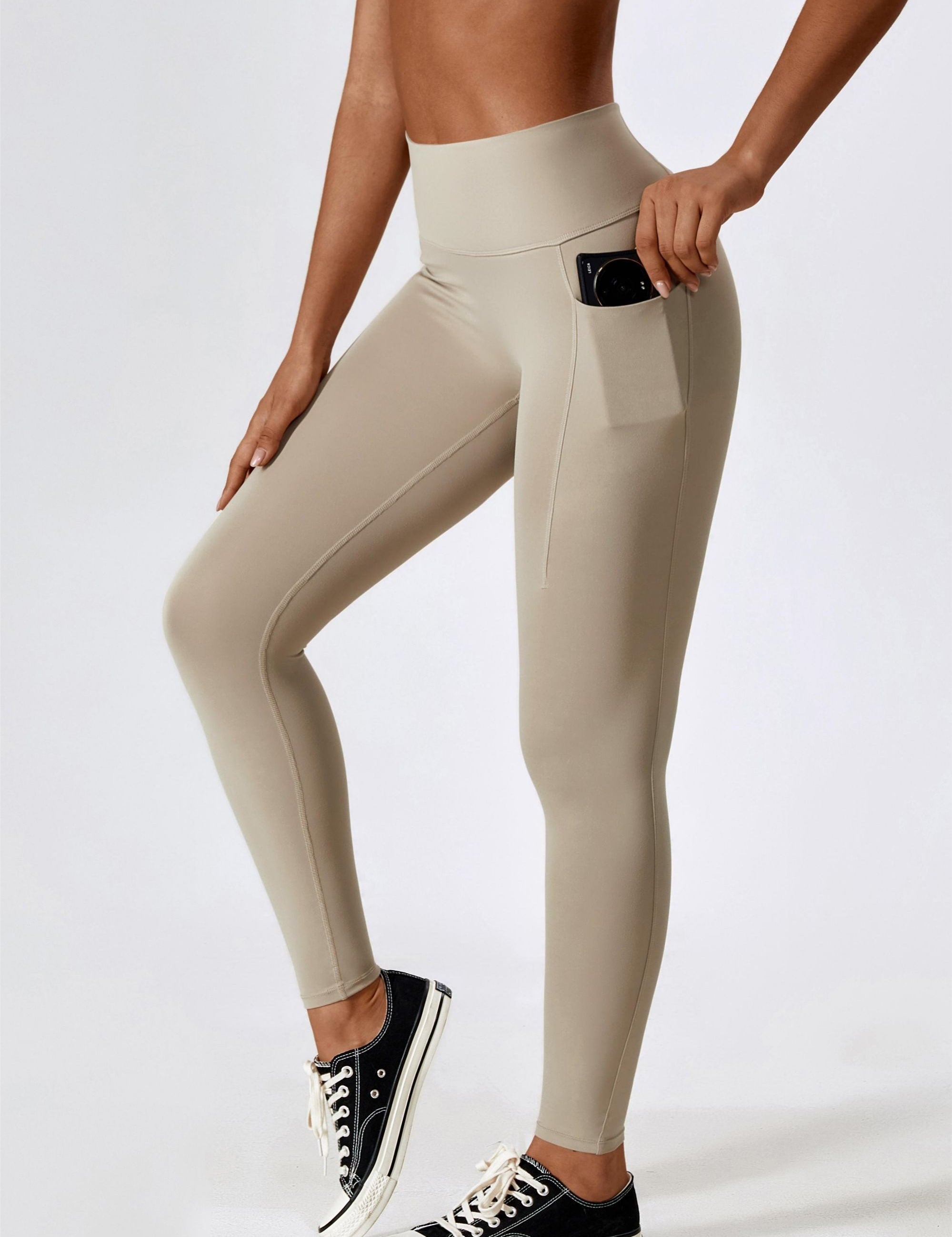 High-Waist Tummy Control Leggings with Pockets by bornfocus