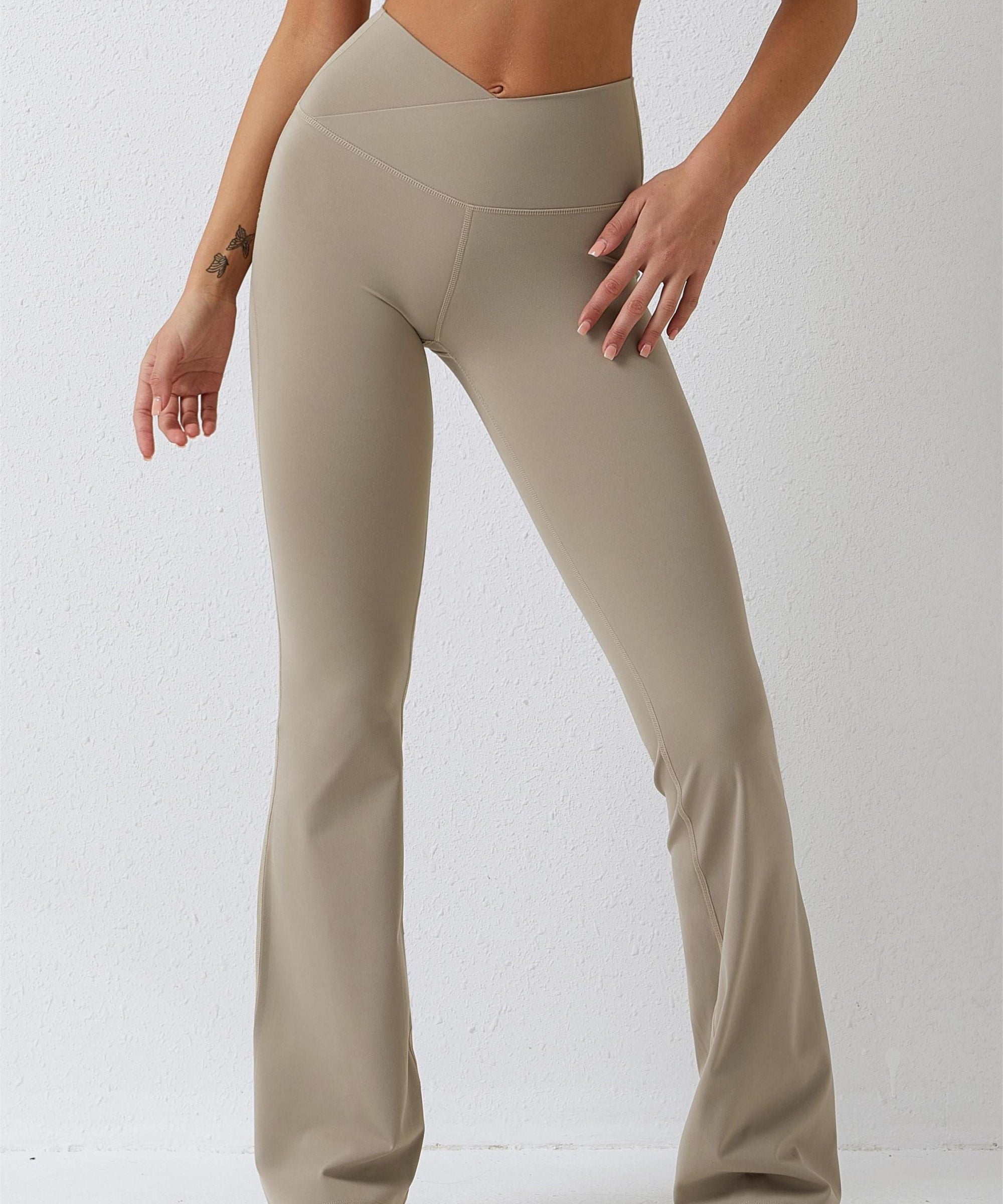 High Waisted Crossover Flare Legging by bornfocus