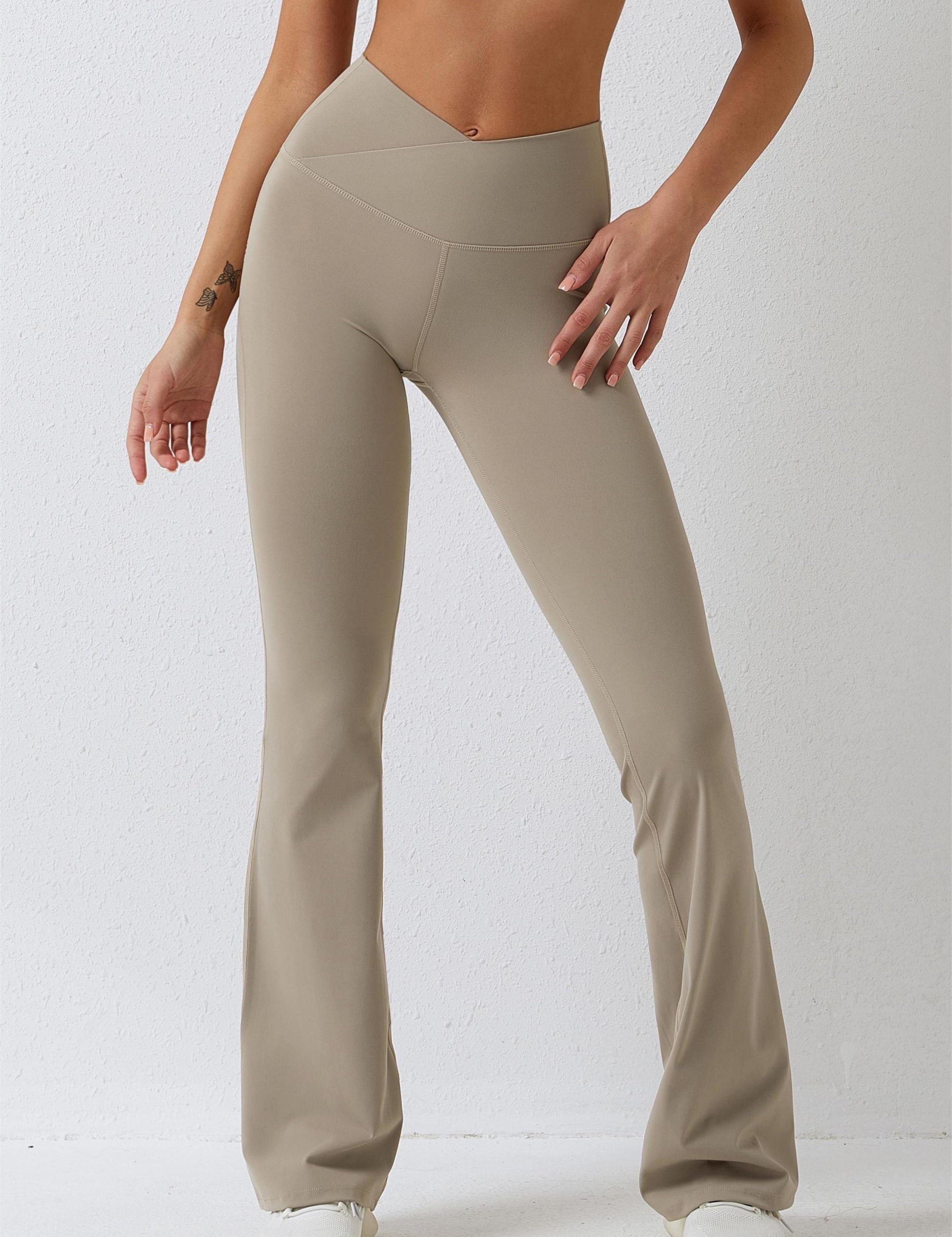 High Waisted Crossover Flare Legging by bornfocus