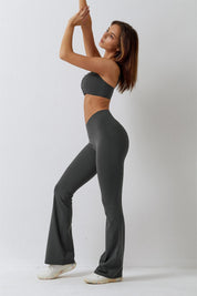 High Waisted Crossover Flare Legging by bornfocus