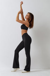 High Waisted Crossover Flare Legging by bornfocus